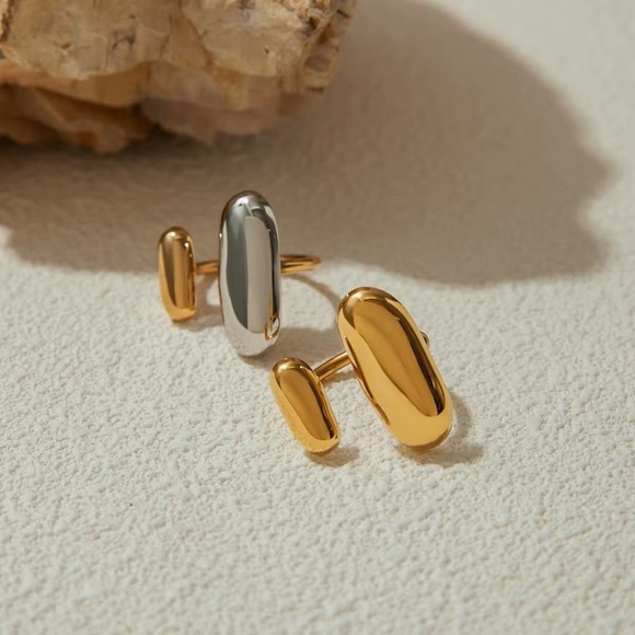 18K Gold Plated - Adjustable Chunky Ring - Picture 4 of 8